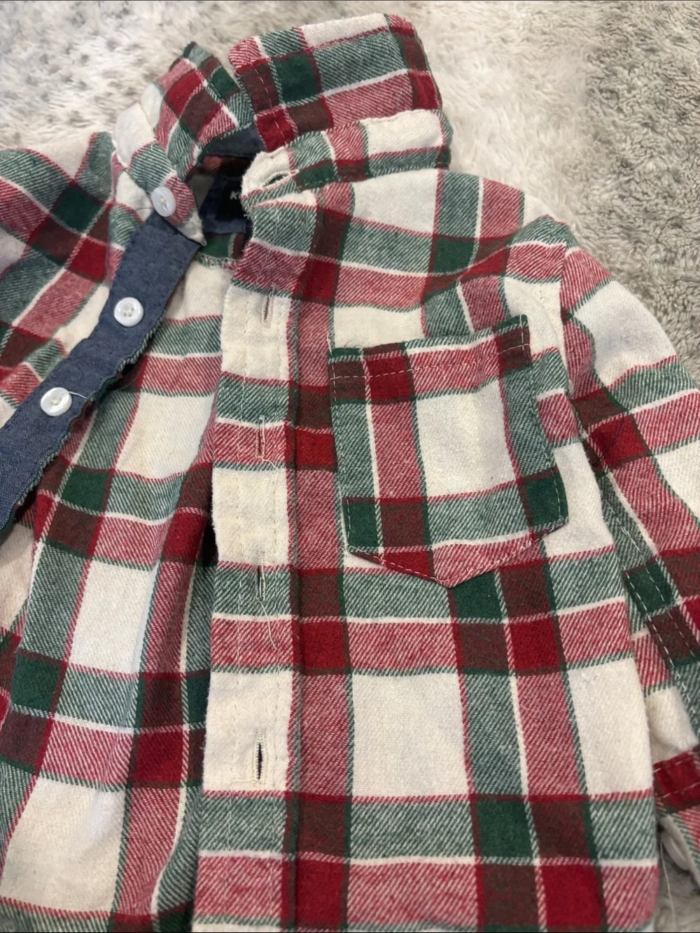 Kenneth Cole Plaid Button-Up Shirt in Red, Green, Cream